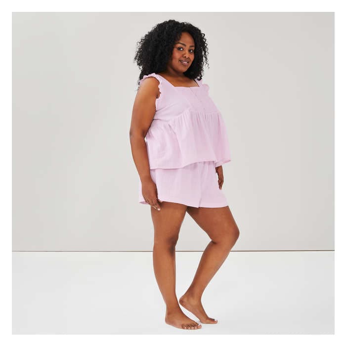 Women+ Smocked Sleep Short - Pale Pink